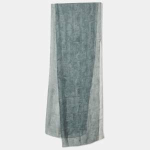 Christian Dior Grey Printed Silk Scarf