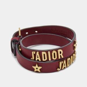 Dior J'Adior Leather Double Wrap Gold Tone Bracelet