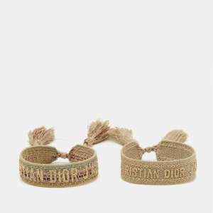 Dior J'Adior Beige Woven Fabric Set of 2 Bracelets
