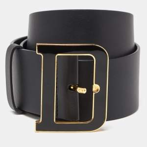 Dior Black Leather Wide Waist Belt 85CM