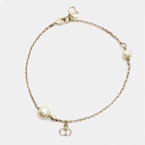 Dior Le Petite Tribale Faux Pearl Gold Tone Chain Bracelet