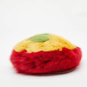 Christian Dior Boutique Multicolor Fox Fur Cap Size 57