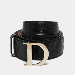 Dior Black Cannage Leather D Buckle Belt 90 CM