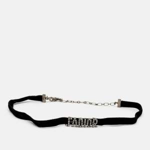 Dior J'adior Crystal Studded Black Velvet Choker Necklace