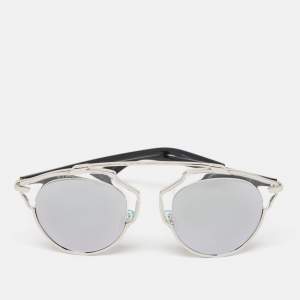 Dior Silver/Black DiorSoReal Mirrored Round Sunglasses