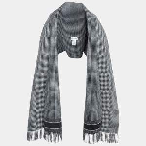 Christian Dior Wool Blend Herringbone Fringed Poncho M