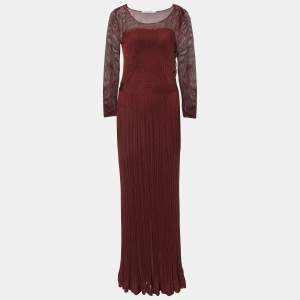 Dior Dark Red Knit Full Sleeves Maxi Dress M