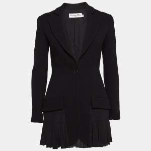 Christian Dior Black Wool and Silk Pleated Jacket S