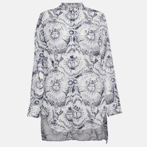 Christian Dior Blue Cotton Muslin Dioriviera Long Blouse M