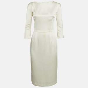 Christian Dior Cream Satin Flared Short Dress M