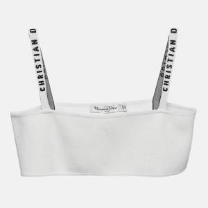 Christian Dior White Logo Strap Stretch Knit Bralette Top XS
