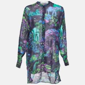  Dior Purple Toile de Jouy Voyage Cotton Long Sleeve Blouse L