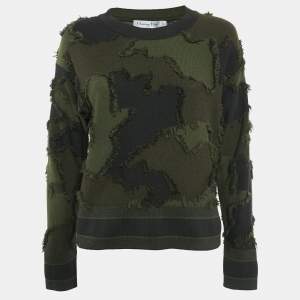 Christian Dior Green Camouflage Fil-Coupe Cashmere Sweatshirt S