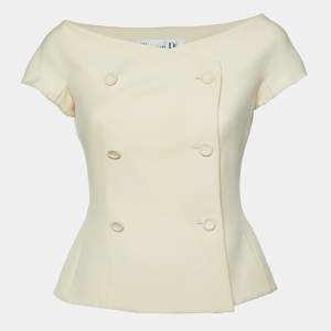 Dior Cream Wool and Silk Off-Shoulder Top S