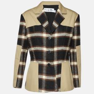 Dior Multicolor Wool and Silk Plaid Single Breasted Jacket XL