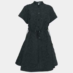 Dior Black Textured Crepe A-Line Knee-Length Dress XL