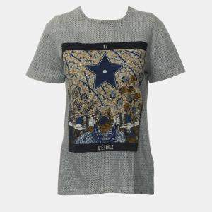 Dior Navy Blue/White Cotton and Linen L'etoile T Shirt S