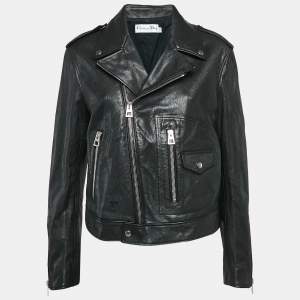 Christian Dior Black Leather Zip-Up Rider Jacket L