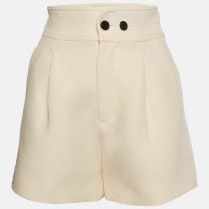 Christian Dior Cream Wool Blend Pleated Shorts S