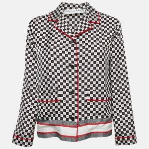 Dior Black/White Heart & Check Print Silk DiorAmour Pajama Shirt S