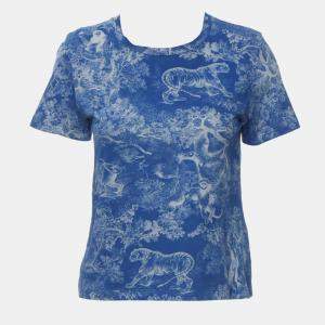 Dior Blue Cotton Toile De Jouy Riviera Printed Top S