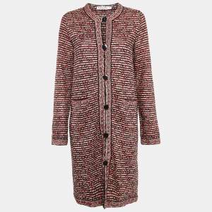 Christian Dior Red/Black Tweed Long Cardigan M
