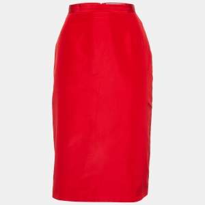 Dior Red Cotton and Silk Midi Skirt M