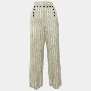 Dior Cream Striped Tasar Silk Culottes M