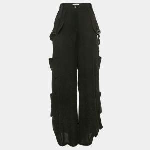 Christian Dior Black Sparkled Silk Belt Detail Trousers M