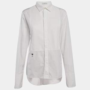 Dior White Cotton Button Front Tuxedo Shirt L