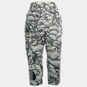 Christian Dior White/Blue Jungle Print Cotton Culottes Pants M