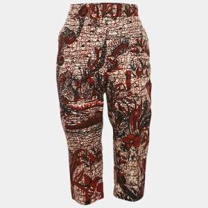 Christian Dior Brown/Blue Toile de Jouy Tropicalia print Cotton Culottes Pants M