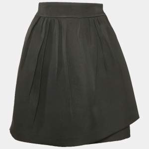 Christian Dior Black Silk Blend  Pleated Wrap Mini Skirt S