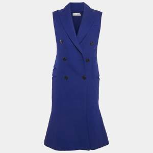 Dior Blue Wool Double Breasted Sleeveless Coat S