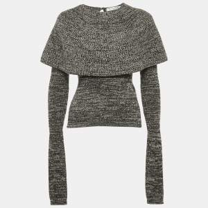 Christian Dior Monochrome Cashmere Rib Knit Ruffle Detail Sweater S