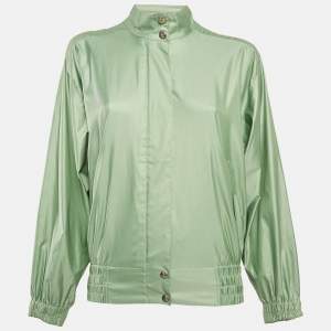 Christian Dior Sports Green Logo Print Synthetic Bomber Jacket M