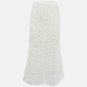 Christian Dior White Crochet Midi Skirt S