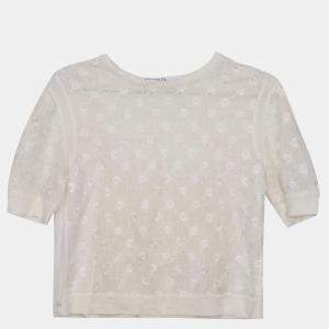 Dior White Cotton Half Sleeve Knit Top Size 38