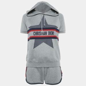 Christian Dior Grey Start Embroidered Sweatshirt and Shorts Sets S