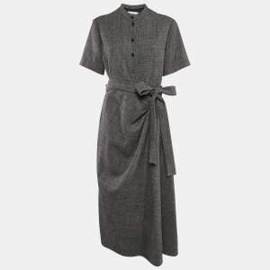 Dior Black Wool Midi Wrap Dress XL