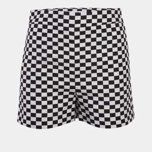 Christian Dior Black/White Checks Cotton Shorts S