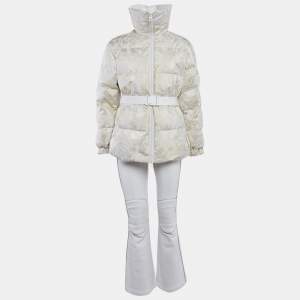 Christian Dior Cream Lurex Jacquard and Gabardine Ski Jacket and Pants Set S