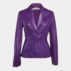 Dior Vintage Purple Leather Button Front Jacket M