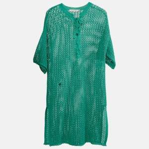 Christian Dior Green Crochet Sheer Mini Dress M