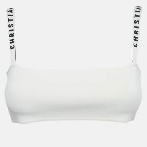 Christian Dior White Logo Band Detail Knit Bralette Top M