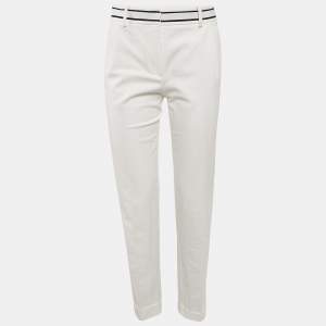 Christian Dior White Gabardine Tapered Trousers S