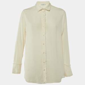 Christian Dior Cream Silk Georgette Button Front Shirt L