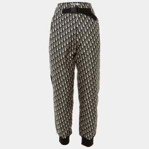 Christian Dior Navy Blue Oblique Patterned Synthetic Pants M