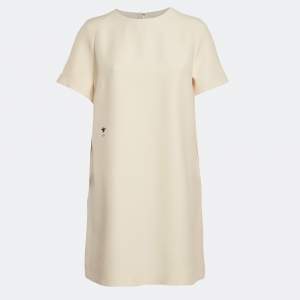 Pre Owned Dior Cream Wool Midi Dress XL