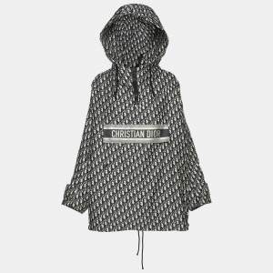 Dior Beige/Navy Blue Oblique Jacquard Hooded Anorak Jacket XS